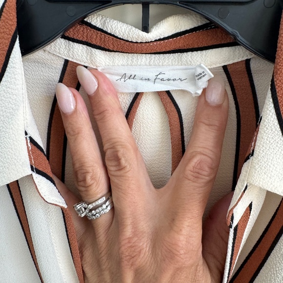 All in Favor Drape Front Striped Patterned Blouse - Picture 5 of 5